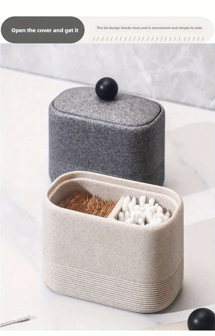 Wabi-Sabi Minimalist Japanese Bathroom Organizer - Elegant Dustproof Storage Box with Lid, Swab Case - Dust-Proof Lid, Compact Vanity Organizer for Bathroom, Living Room, Office - Ideal Christmas Gift for Women, Men, Friends