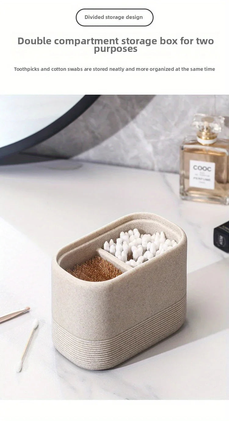 Wabi-Sabi Minimalist Japanese Bathroom Organizer - Elegant Dustproof Storage Box with Lid, Swab Case - Dust-Proof Lid, Compact Vanity Organizer for Bathroom, Living Room, Office - Ideal Christmas Gift for Women, Men, Friends