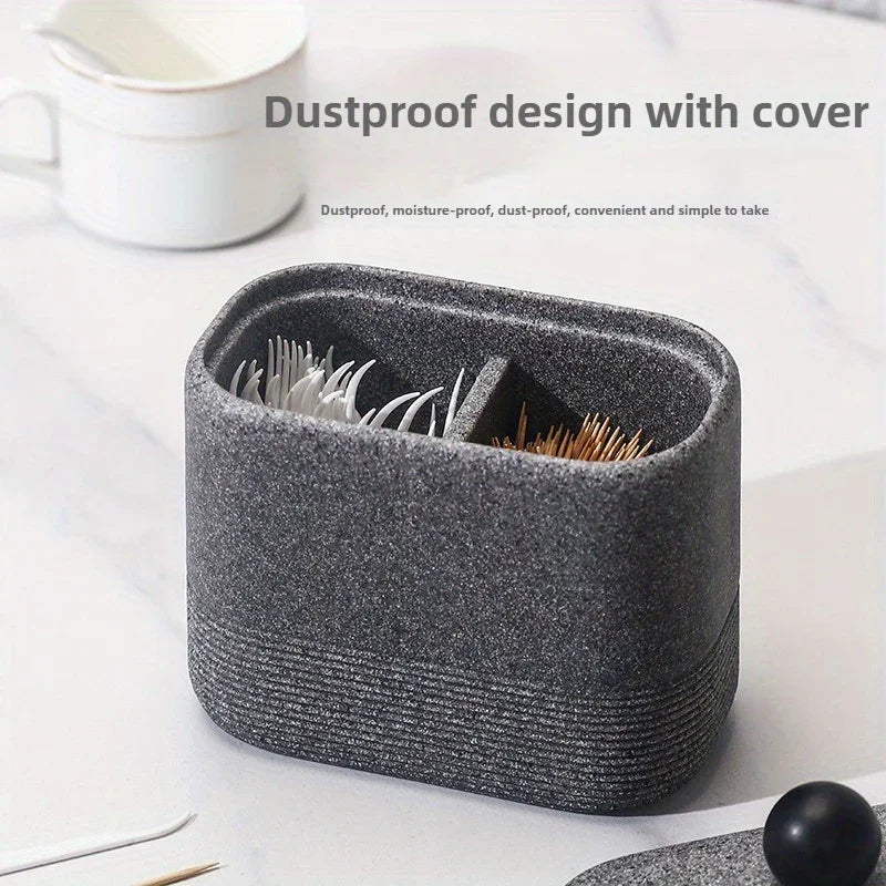 Wabi-Sabi Minimalist Japanese Bathroom Organizer - Elegant Dustproof Storage Box with Lid, Swab Case - Dust-Proof Lid, Compact Vanity Organizer for Bathroom, Living Room, Office - Ideal Christmas Gift for Women, Men, Friends