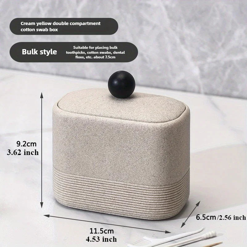 Wabi-Sabi Minimalist Japanese Bathroom Organizer - Elegant Dustproof Storage Box with Lid, Swab Case - Dust-Proof Lid, Compact Vanity Organizer for Bathroom, Living Room, Office - Ideal Christmas Gift for Women, Men, Friends