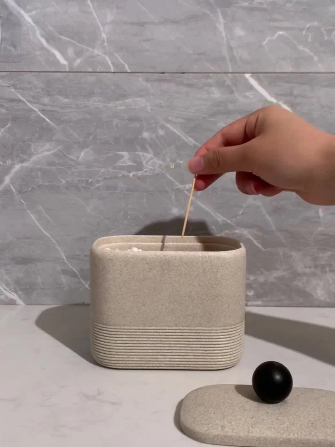 Wabi-Sabi Minimalist Japanese Bathroom Organizer - Elegant Dustproof Storage Box with Lid, Swab Case - Dust-Proof Lid, Compact Vanity Organizer for Bathroom, Living Room, Office - Ideal Christmas Gift for Women, Men, Friends