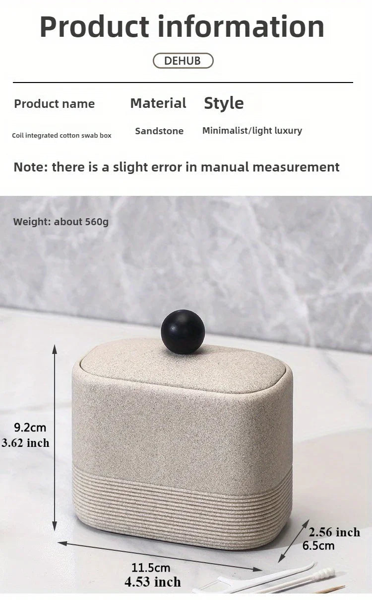 Wabi-Sabi Minimalist Japanese Bathroom Organizer - Elegant Dustproof Storage Box with Lid, Swab Case - Dust-Proof Lid, Compact Vanity Organizer for Bathroom, Living Room, Office - Ideal Christmas Gift for Women, Men, Friends