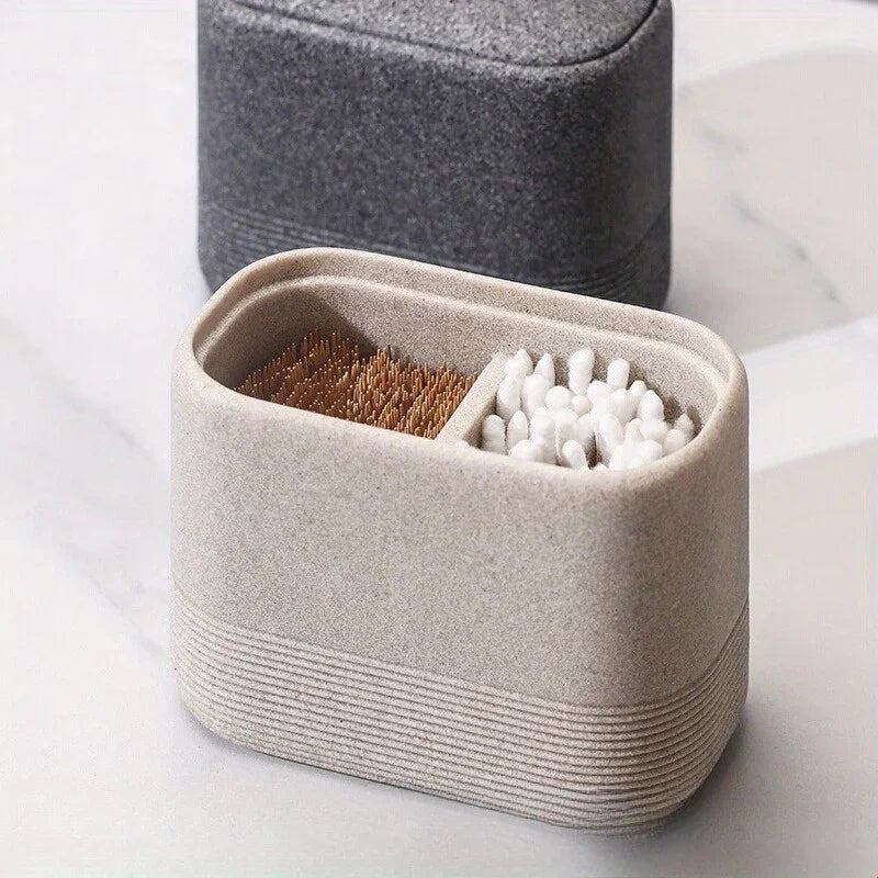 Wabi-Sabi Minimalist Japanese Bathroom Organizer - Elegant Dustproof Storage Box with Lid, Swab Case - Dust-Proof Lid, Compact Vanity Organizer for Bathroom, Living Room, Office - Ideal Christmas Gift for Women, Men, Friends