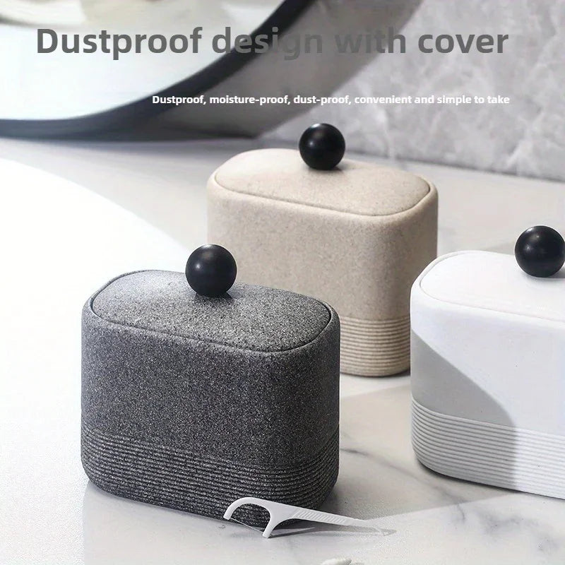 Wabi-Sabi Minimalist Japanese Bathroom Organizer - Elegant Dustproof Storage Box with Lid, Swab Case - Dust-Proof Lid, Compact Vanity Organizer for Bathroom, Living Room, Office - Ideal Christmas Gift for Women, Men, Friends