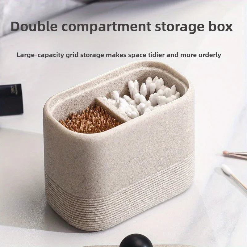 Wabi-Sabi Minimalist Japanese Bathroom Organizer - Elegant Dustproof Storage Box with Lid, Swab Case - Dust-Proof Lid, Compact Vanity Organizer for Bathroom, Living Room, Office - Ideal Christmas Gift for Women, Men, Friends