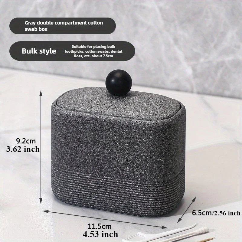 Wabi-Sabi Minimalist Japanese Bathroom Organizer - Elegant Dustproof Storage Box with Lid, Swab Case - Dust-Proof Lid, Compact Vanity Organizer for Bathroom, Living Room, Office - Ideal Christmas Gift for Women, Men, Friends