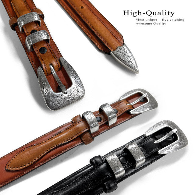 Waco Texas Star Conchos Oil Tanned Genuine Leather Belt