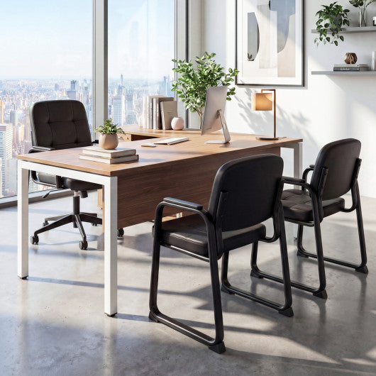 Waiting Room Guest Chairs Set of 4 Leather Office Reception Chairs