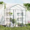 Walk-in Greenhouse with 3 Tiers 8 Shelves PVC Cover Roll-up Zippered Door-Transparent
