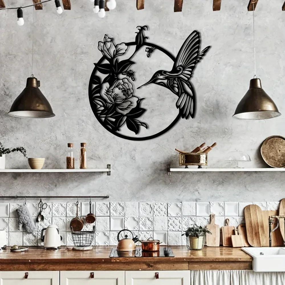 Wall Art - Circular Hummingbird Metal