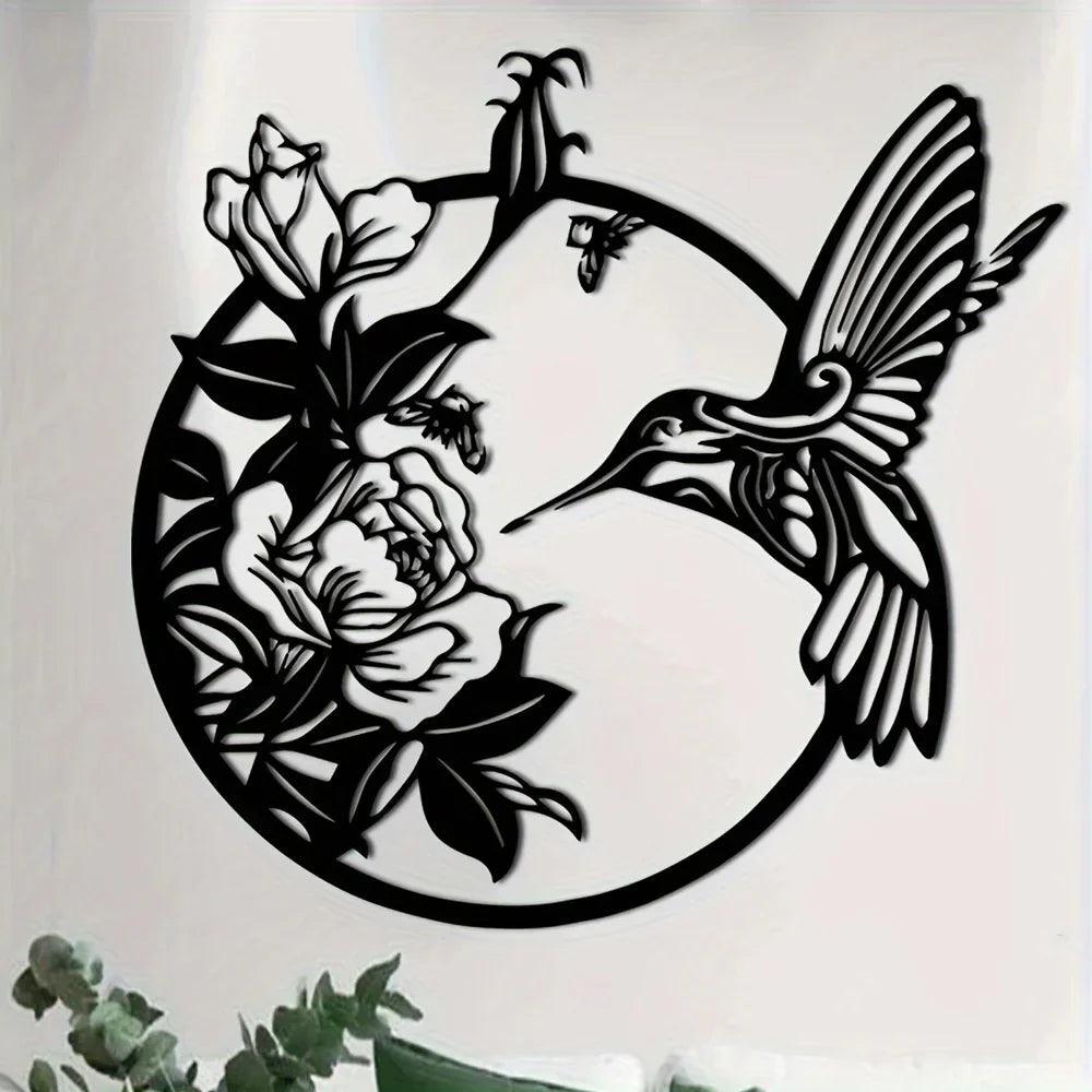Wall Art - Circular Hummingbird Metal
