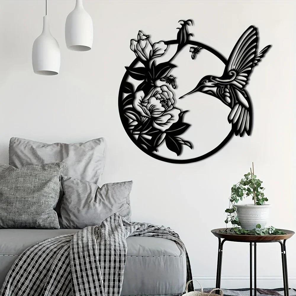 Wall Art - Circular Hummingbird Metal