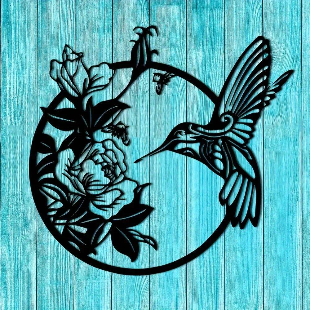 Wall Art - Circular Hummingbird Metal
