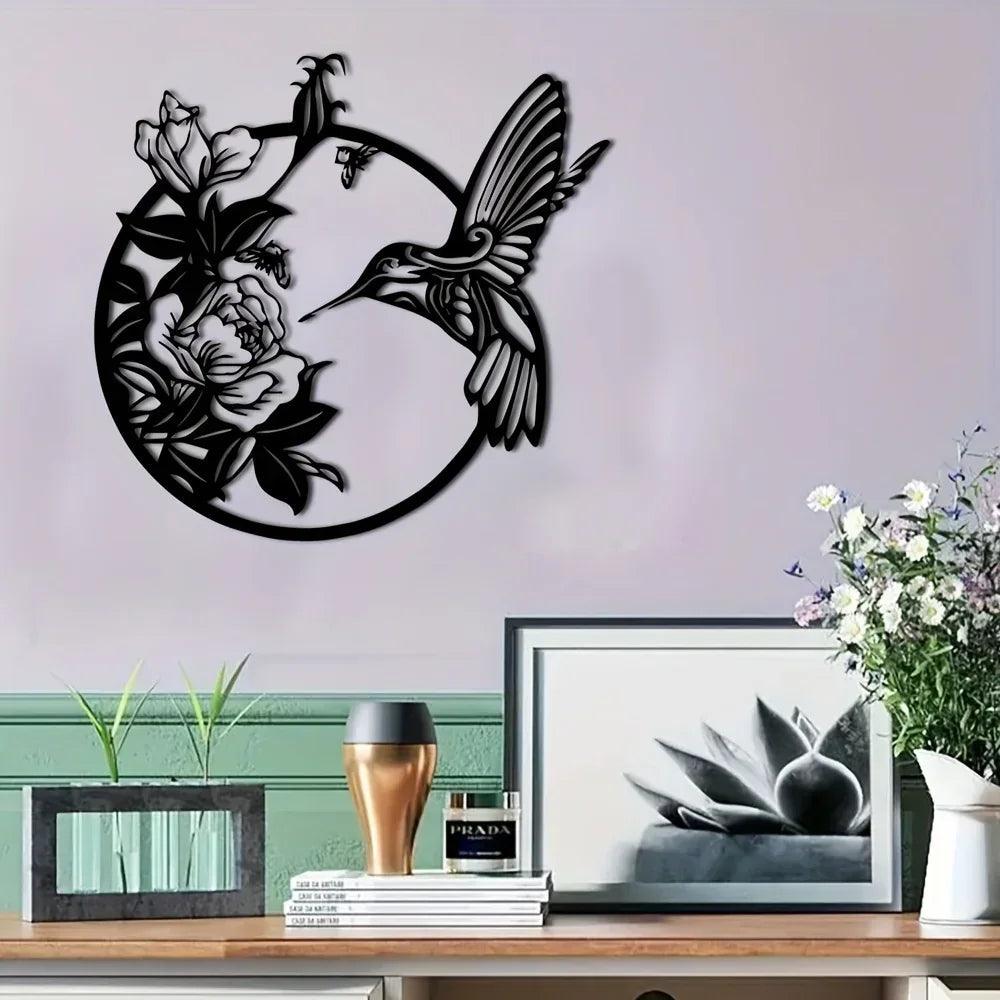 Wall Art - Circular Hummingbird Metal