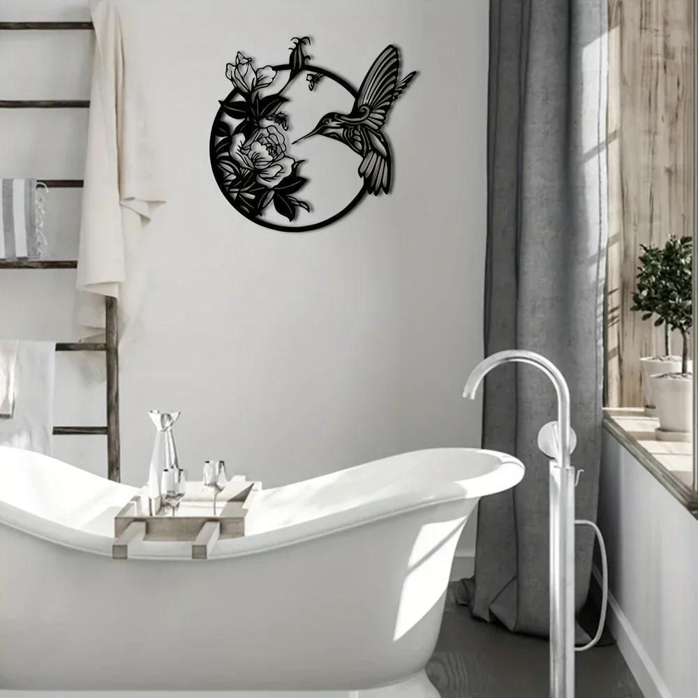 Wall Art - Circular Hummingbird Metal