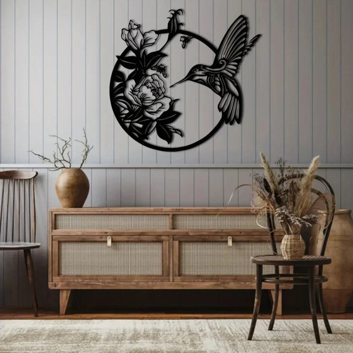 Wall Art - Circular Hummingbird Metal