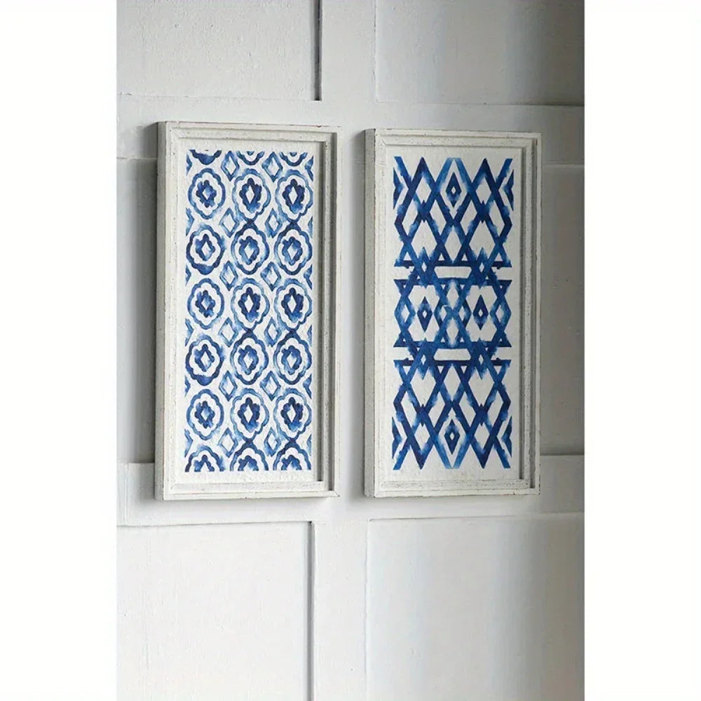 Wall Art - Modern Blue White 12.5x24.5
