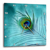 3dRose Doreen Erhardt Birds - Peacock Feather on Turquoise Background - Wall Clocks (DPP_211236) - 13x13 Wall Clock