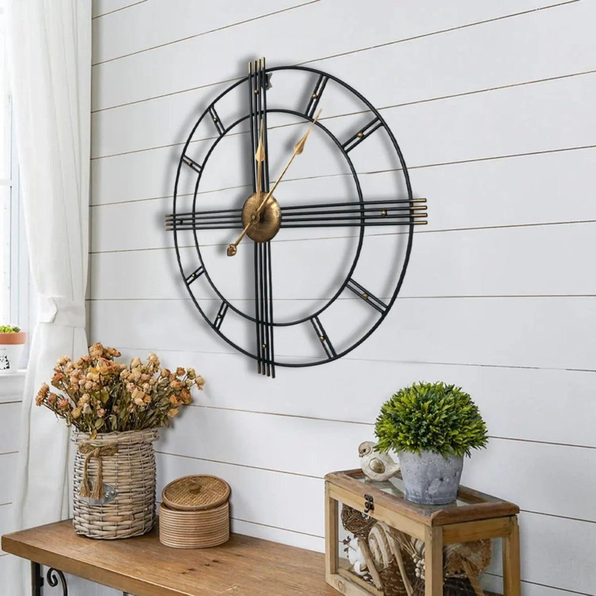 Wall Clock - Roman Numerals Metal Large
