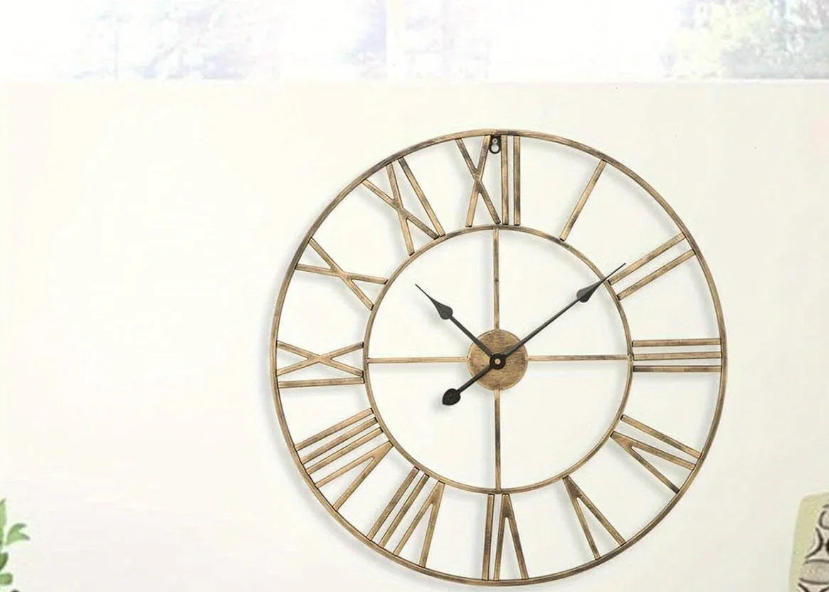 Wall Clock - Silent Metal Roman 12-Inch