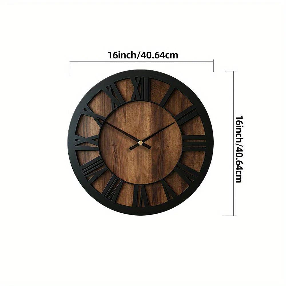 Wall Clock - Silent Wooden Round