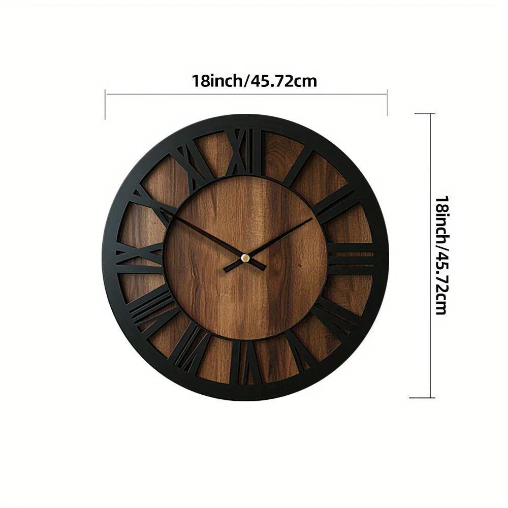 Wall Clock - Silent Wooden Round