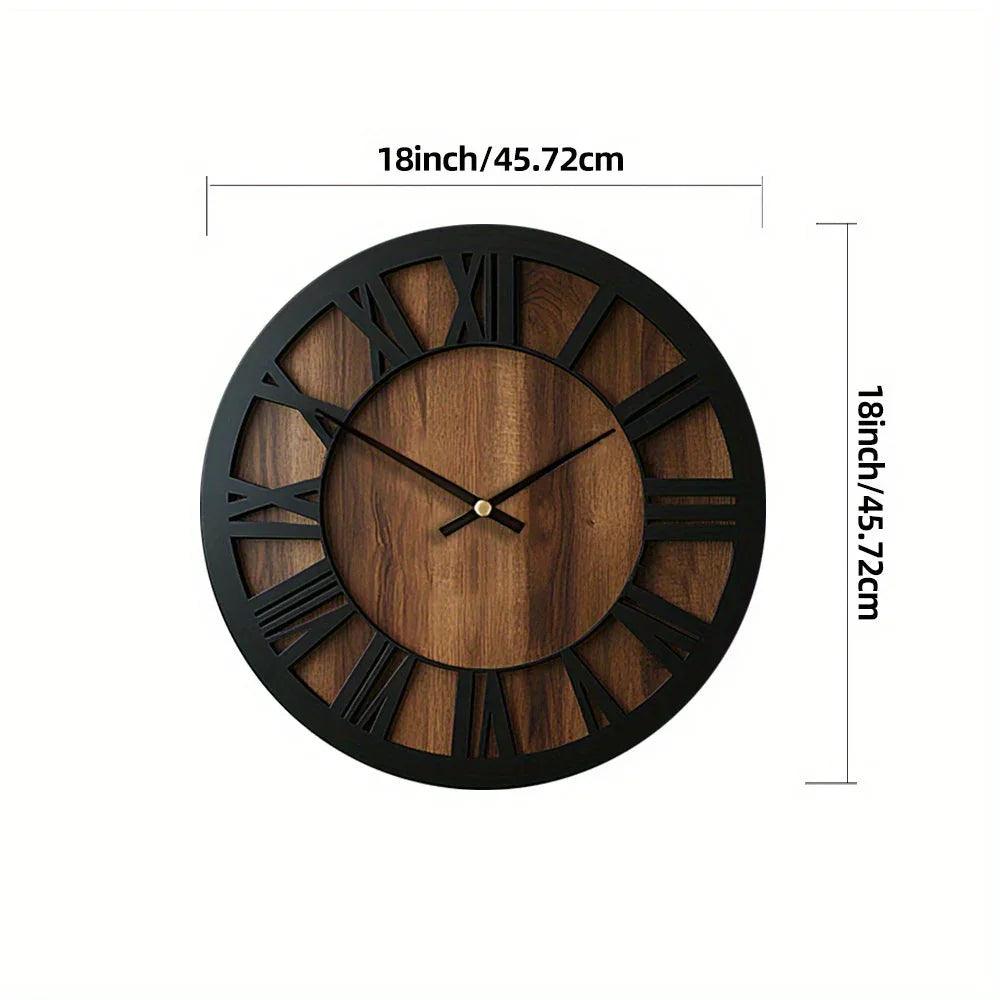 Wall Clock - Silent Wooden Round