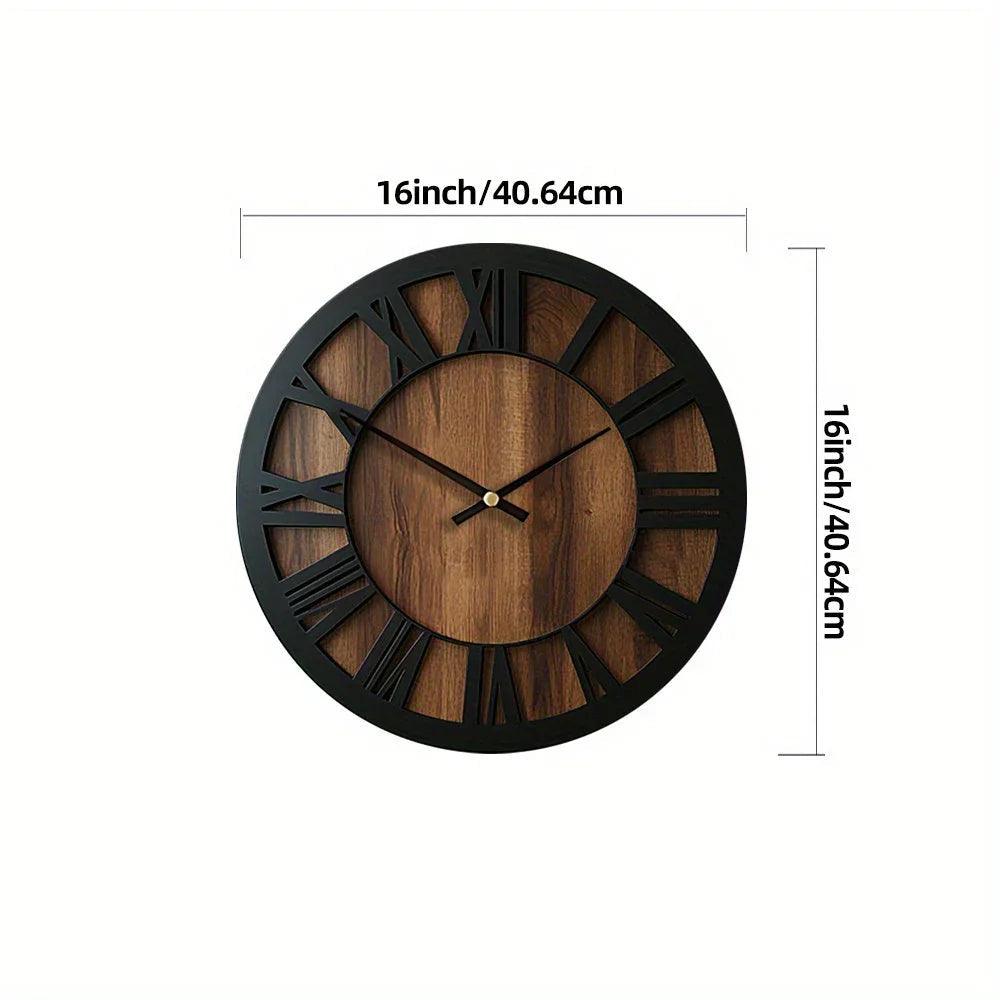 Wall Clock - Silent Wooden Round