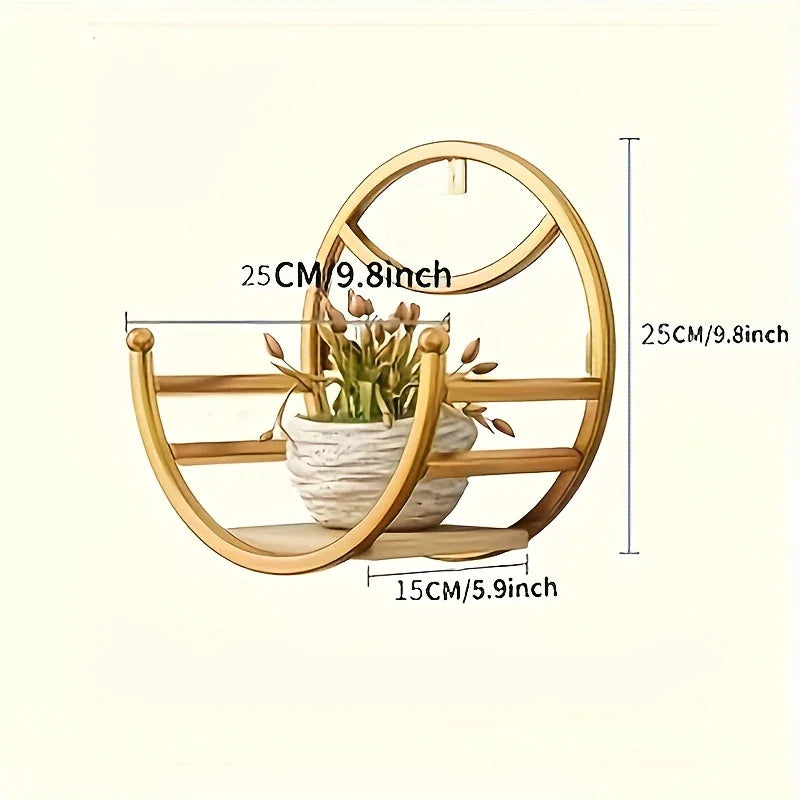 , Wall Hanging Flower Shelf Living Room Balcony Iron Art Free Punching Green Pot Succulent Pot Plant Flower Shelf Household Storage