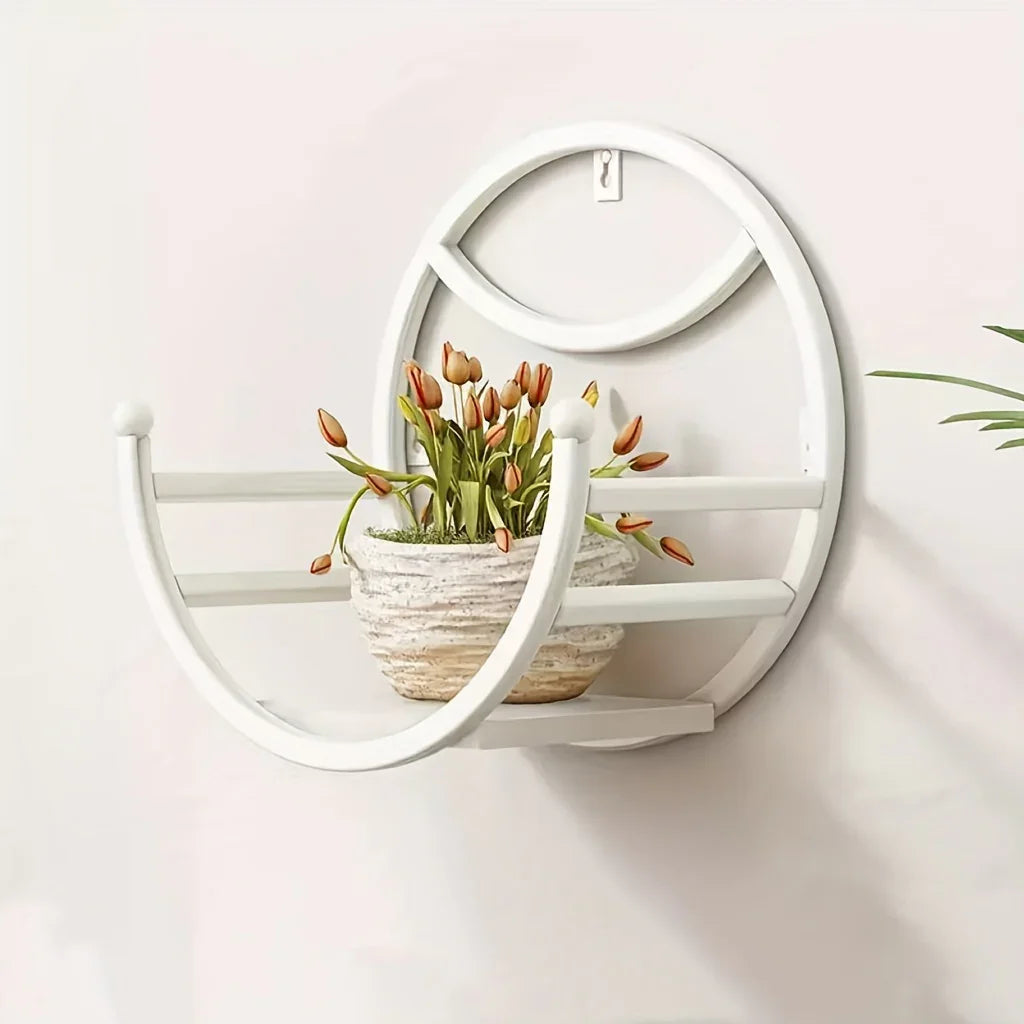 , Wall Hanging Flower Shelf Living Room Balcony Iron Art Free Punching Green Pot Succulent Pot Plant Flower Shelf Household Storage