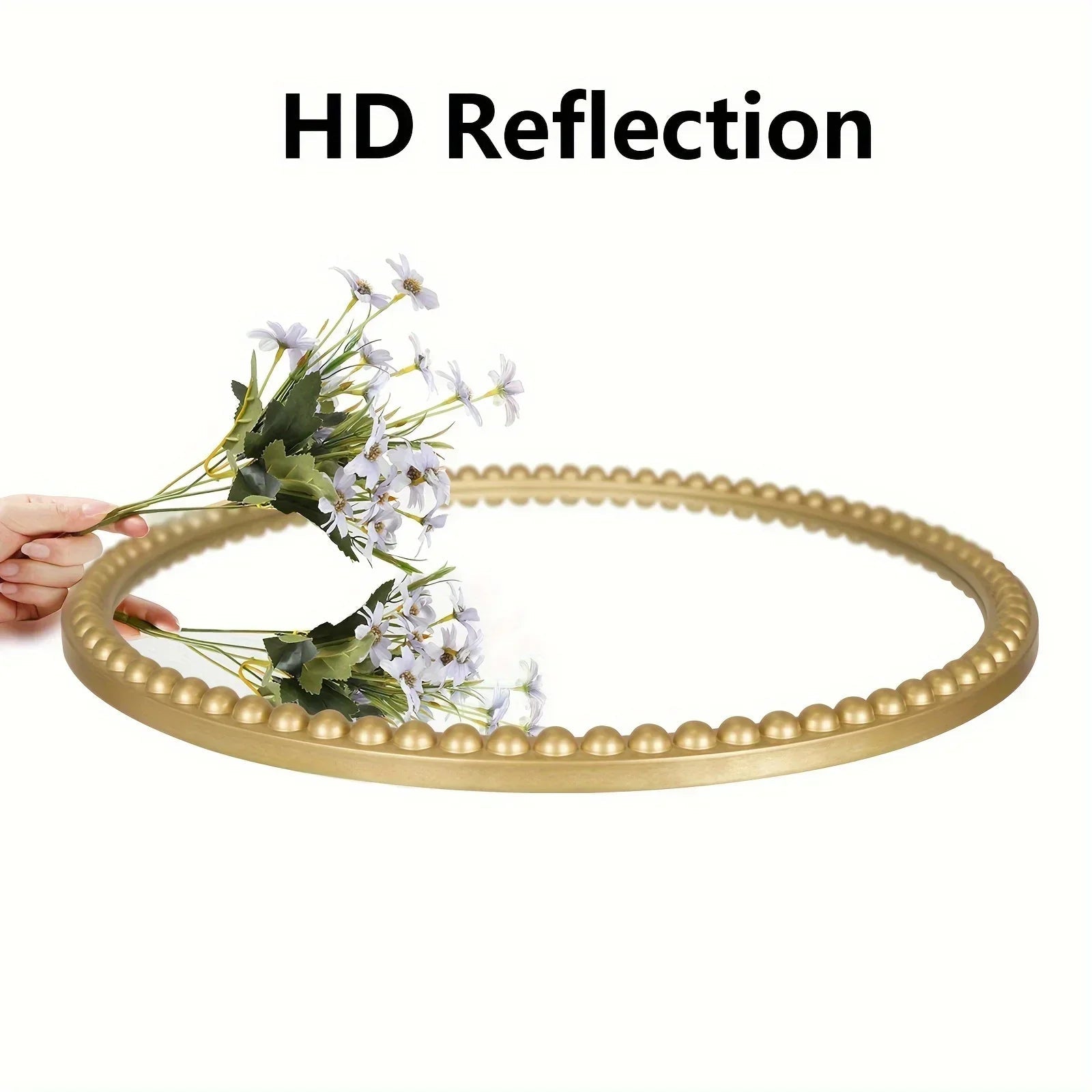 Wall Mirror - Beaded Gold 24 Inch