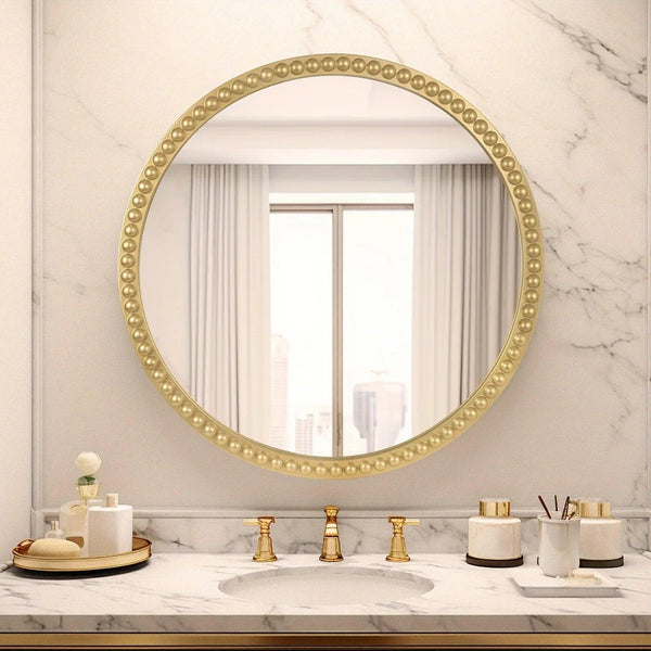 Wall Mirror - Beaded Gold 24 Inch