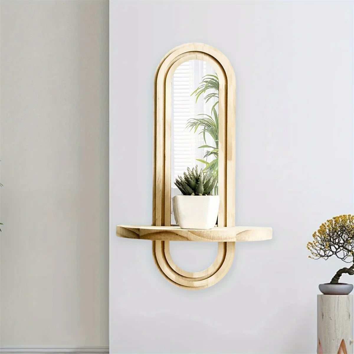 Wall Mirror - Natural Wooden Oval