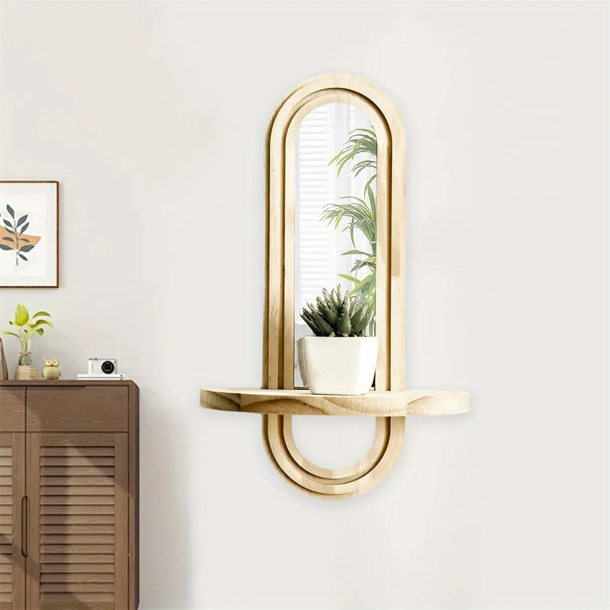 Wall Mirror - Natural Wooden Oval