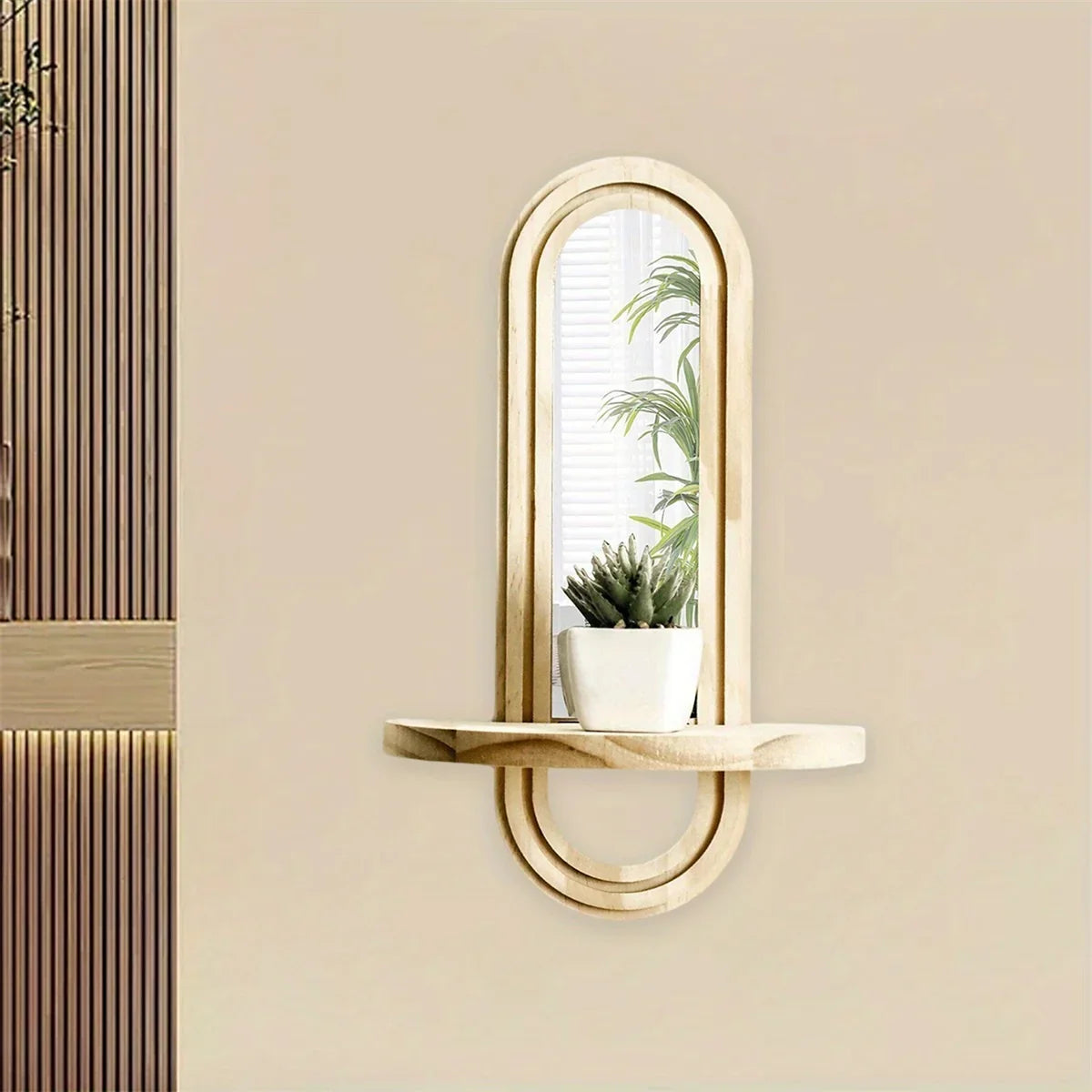 Wall Mirror - Natural Wooden Oval