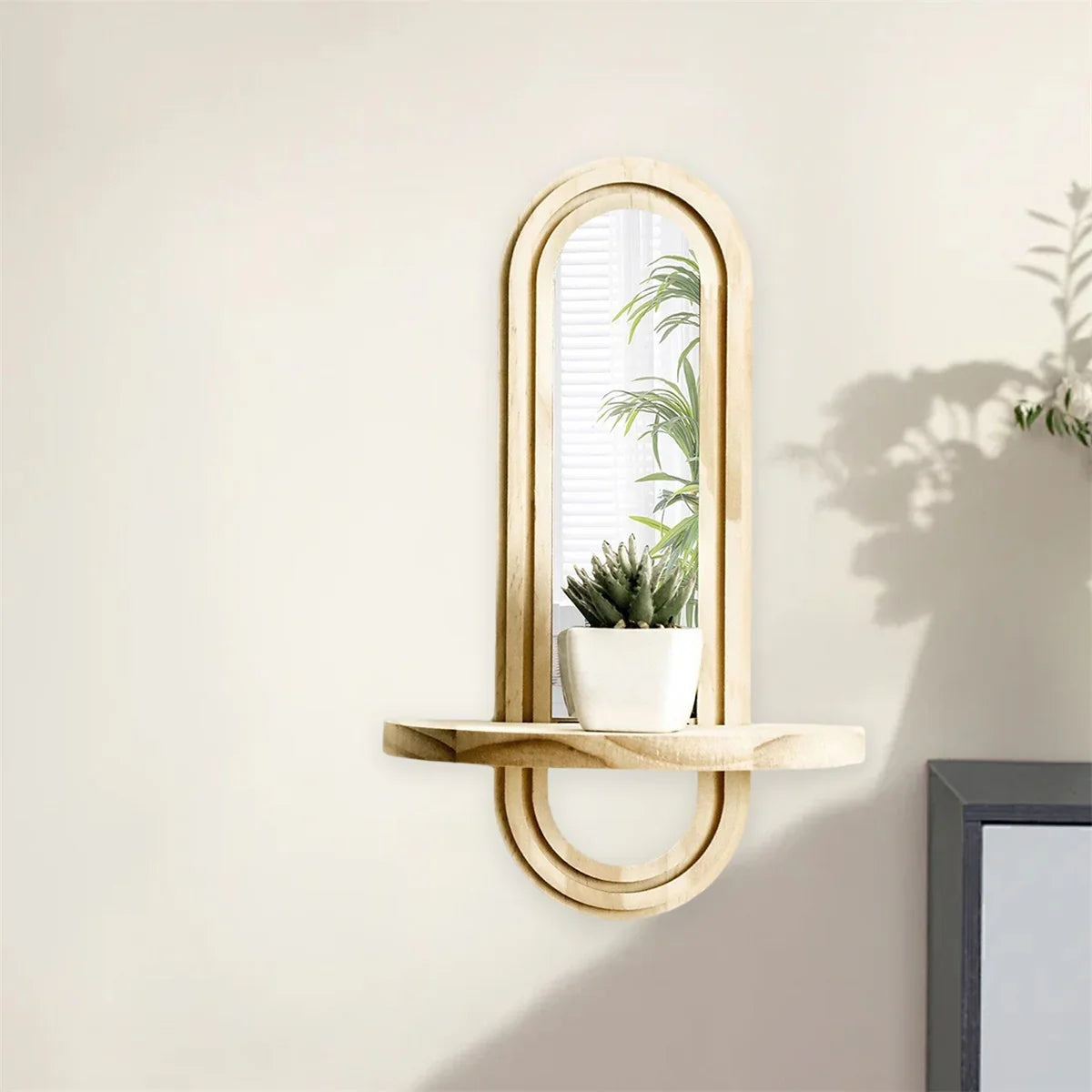 Wall Mirror - Natural Wooden Oval