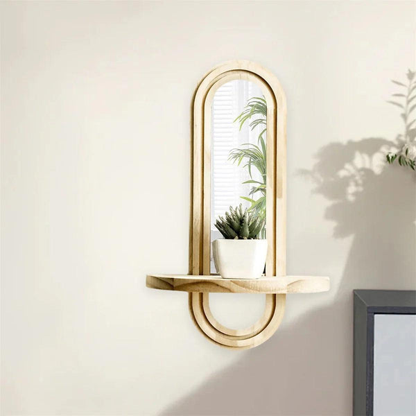 Wall Mirror - Natural Wooden Oval