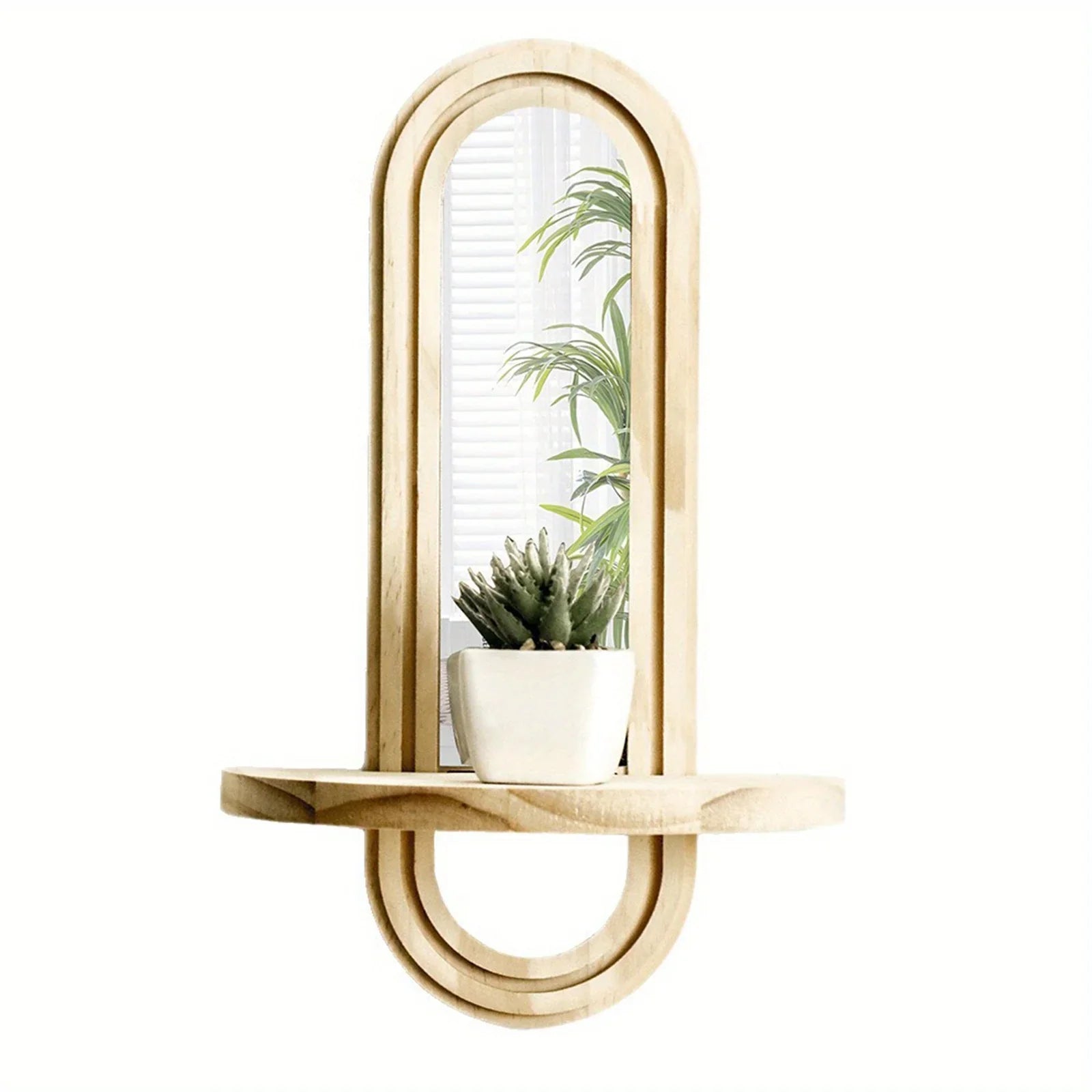 Wall Mirror - Natural Wooden Oval