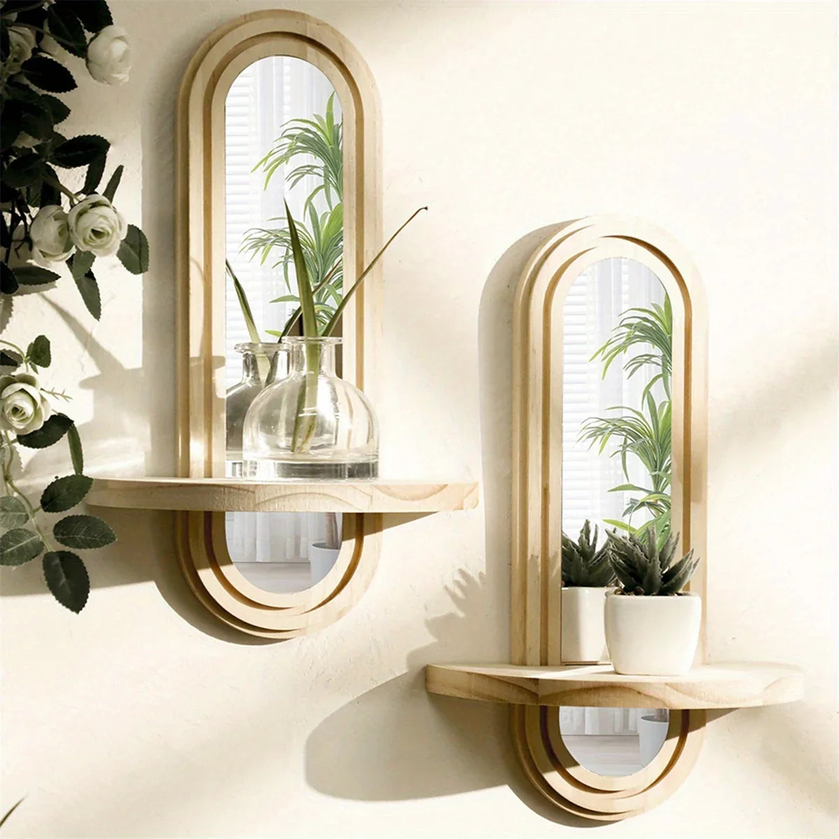 Wall Mirror - Natural Wooden Oval