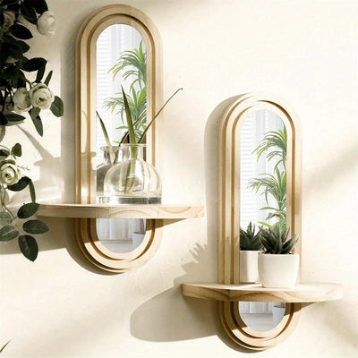 Wall Mirror - Natural Wooden Oval