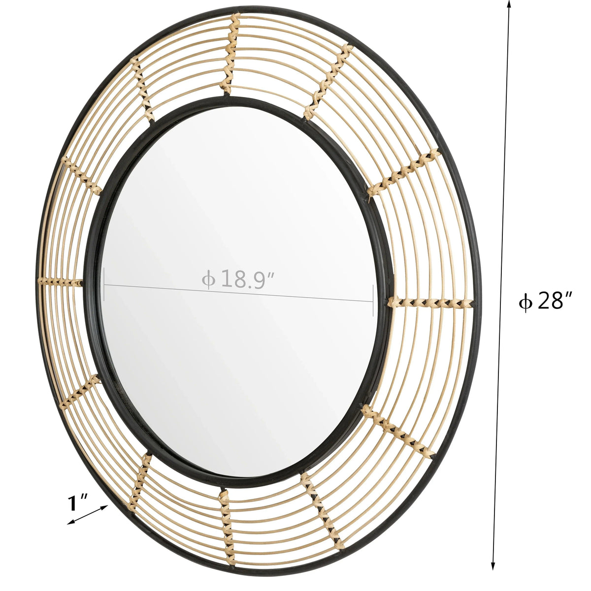 Wall Mirror - Rattan Large Round