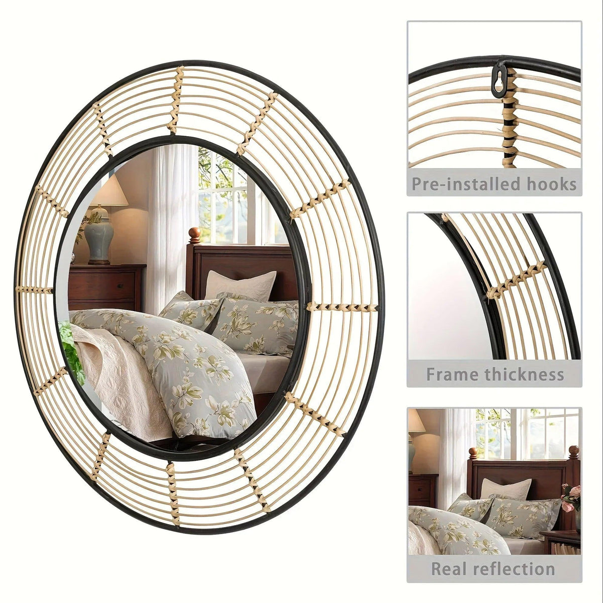 Wall Mirror - Rattan Large Round