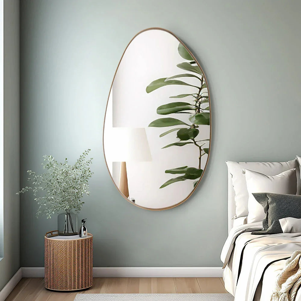 Wall Mirror - Round Gold Metal