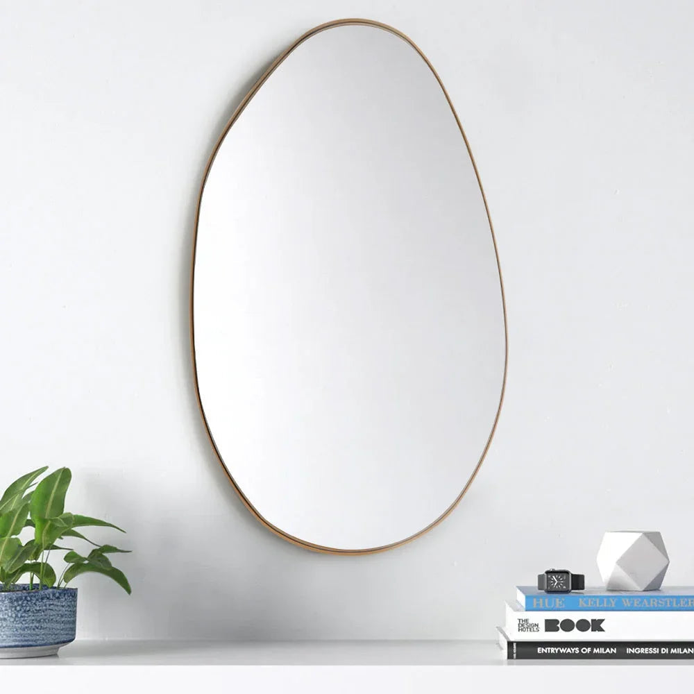 Wall Mirror - Round Gold Metal