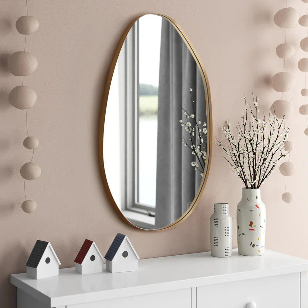 Wall Mirror - Round Gold Metal