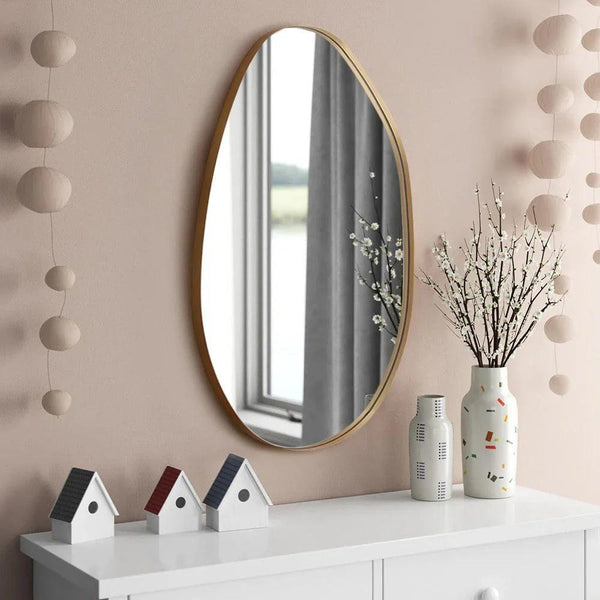 Wall Mirror - Round Gold Metal