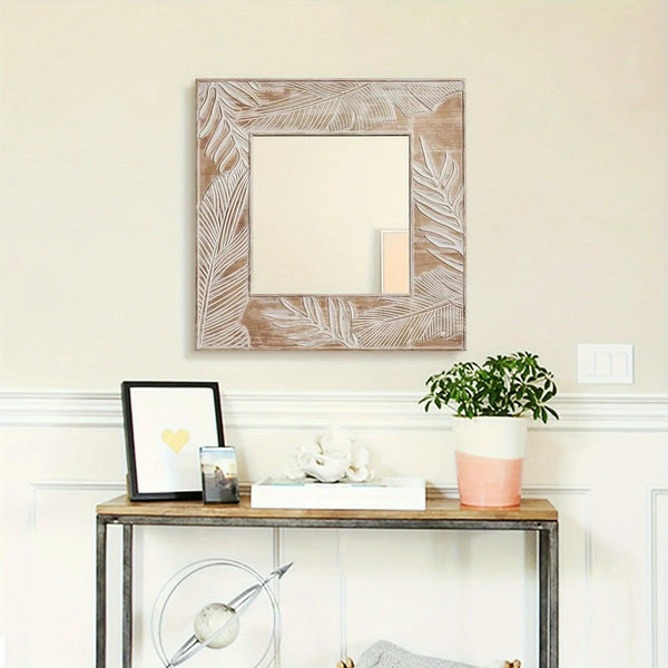 Wall Mirror - Rustic Wood Square