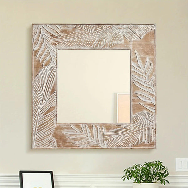 Wall Mirror - Rustic Wood Square