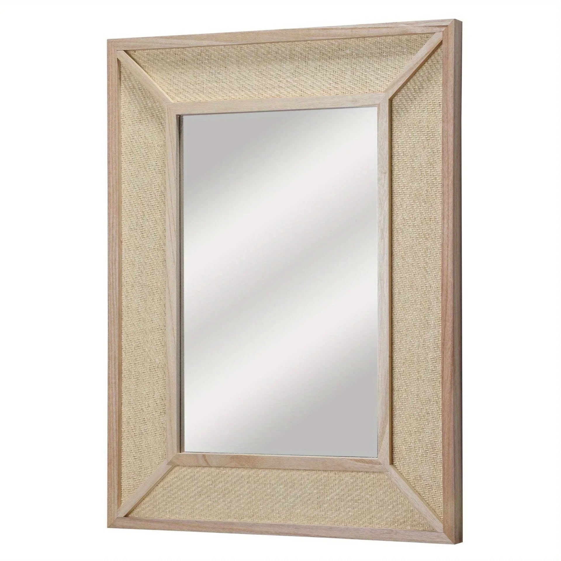 Wall Mirror - Woven Rattan Natural Rectangle