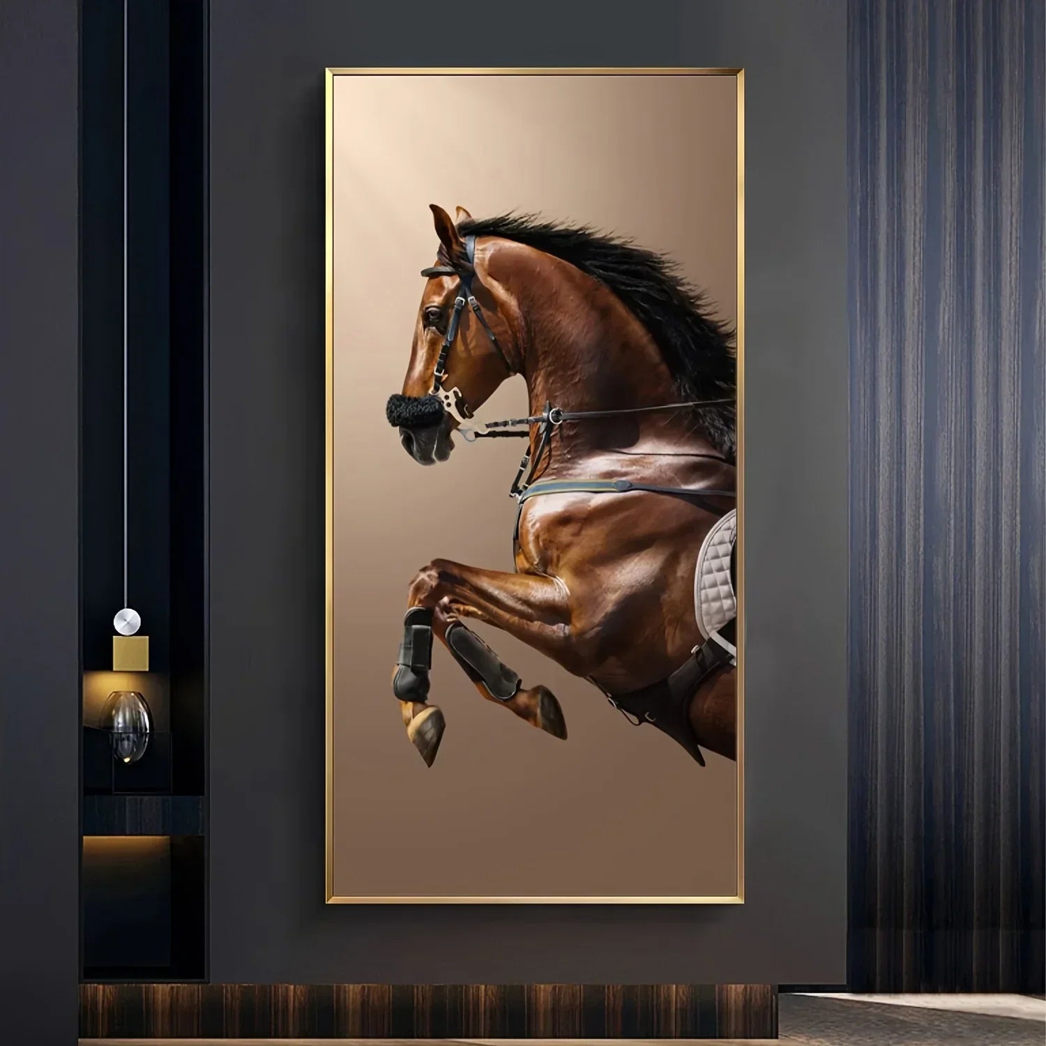 Wall Painting - Modern Horse Black Large